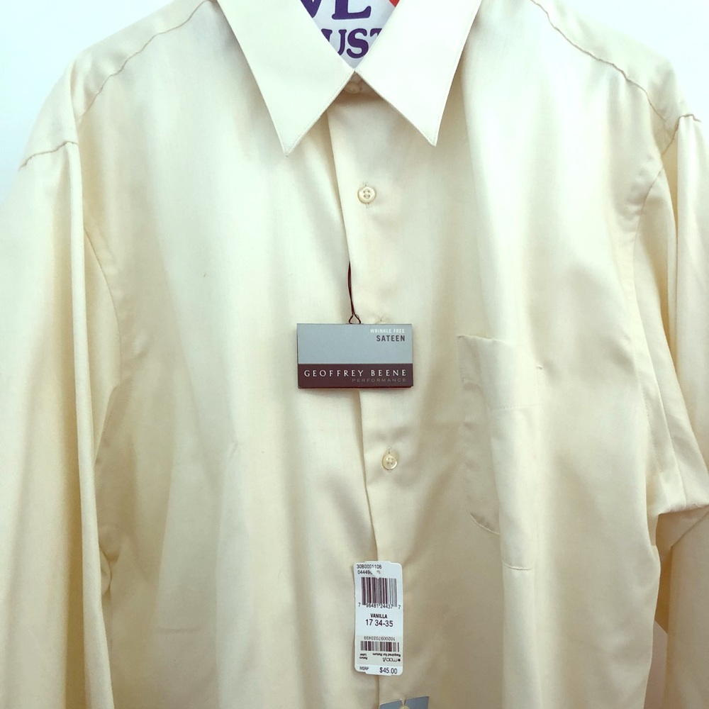 NEW - Geoffrey Beene Sateen Light Yellow Dress Sh